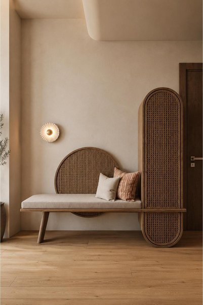 larissa design bench puf Modern Ahşap Antre Bankı Minderli Hol Pufu Çok Amaçl...