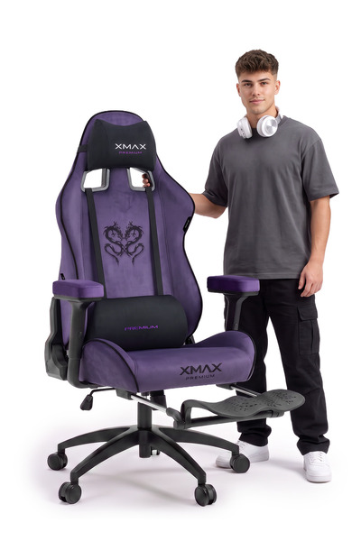 XMAX / Rio Plus Balerion Mor Gaming Oyuncu Koltuğu Ayak Uzatma ve Kol Pedi He...