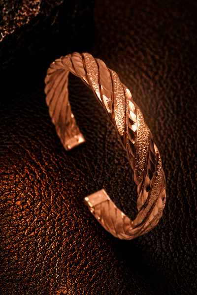 OSMANLI GÜMÜŞ Women's Copper Bracelet Embossed Patterned Model Handcrafted Ad...
