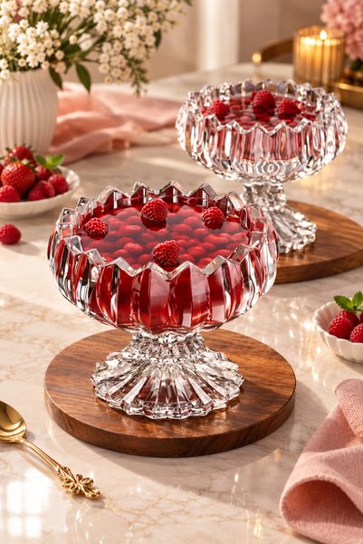 YzHome 6-Piece Glass Leg Magnolia Turkish Delight Bowl Presentation Bowl Dess...