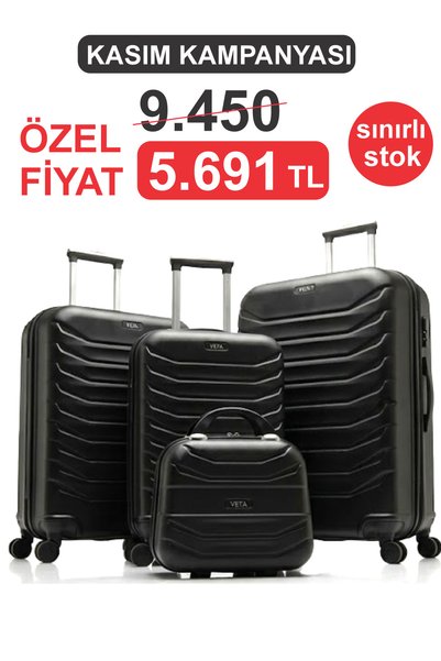YEFA POLİPROPİLEN KALIN KIRILMAZ GÖVDELİ 4 LÜ VALİZ SETİ