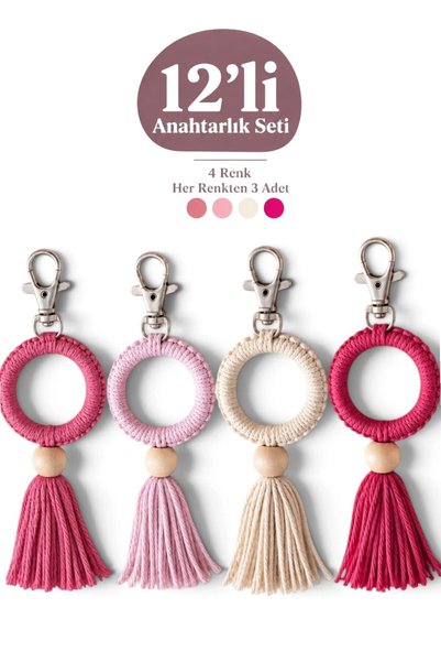 nftart.design 12 Pcs Macrame Handmade Ring Charm Keychain/Bag Charm for Speci...