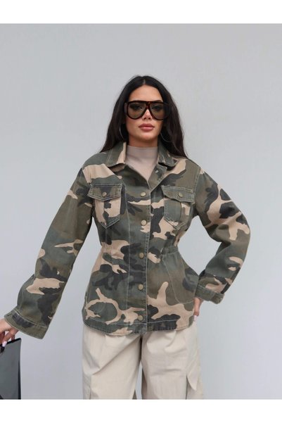 ESRAHELVACI Jachetă camuflată cu fronseuri