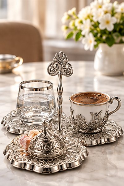 arnabella Damat Coffee Presentation Set, 4-Piece Coffee Presentation Set, Pro...