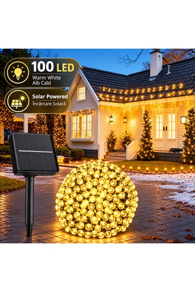 OricareFain Instalatie solara decorativa, Exterior, Incarcare solara, 10 m, 1...