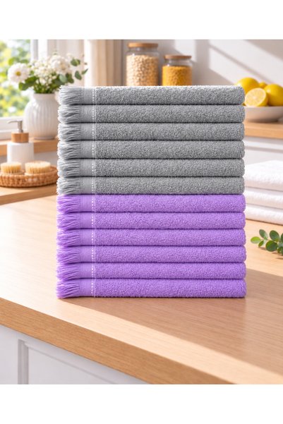 ÖZteks Total 12 Pieces 30*50 cm Kitchen Towels - Hand Towels-Drying Cloths (6...
