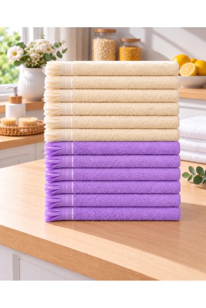 ÖZteks 12 Pieces 30*50 cm Kitchen Towels - Hand Towels - Drying Cloths (6 Pie...
