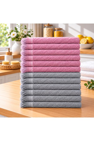 ÖZteks TOPLAM 12 ADET DERİN ROSE 30* 50 CM MUTFAK HAVLUSU - EL HAVLUSU-KURULA...