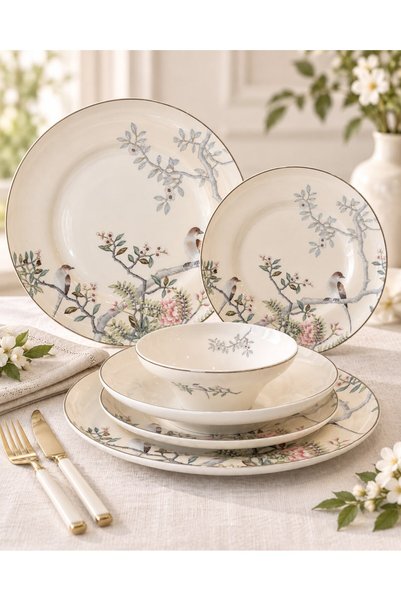 Mikasa Moor 24 Parça 6 Kişilik Bird Garden Krem Yemek Takımı