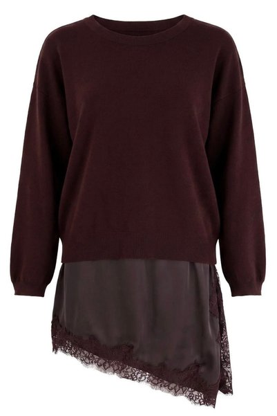 Noi Belis Pulover din tricot lung, supradimensionat, cu decolteu rotund, cu d...