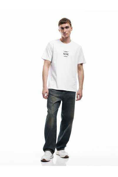 Koton Tricou din bumbac, cu mânecă scurtă, decolteu rotund, regular fit, cu i...