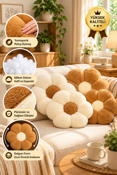 Pabtex Aesthetically Looking 4-Piece Plush Daisy Pillow – Add Joy to Your Home