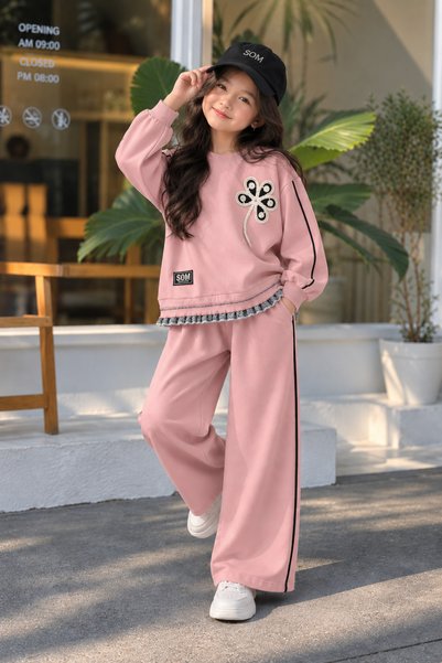 Minigimin Cicileri My Little Girl's Pimples Flower Embroidery Detailed Knitwe...
