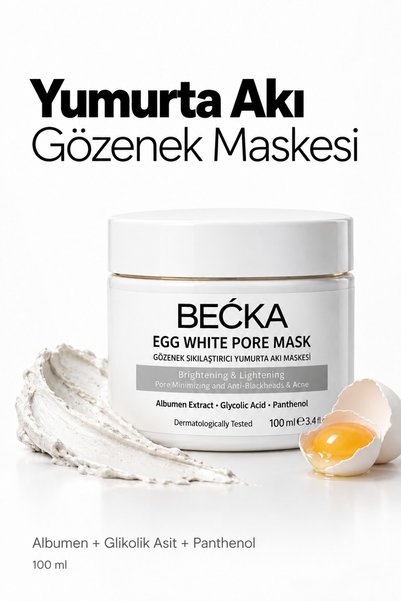 BECKA Yumurta Akı İçerikli Gözenek Sıkılaştırıcı Yüz Maskesi Siyah Nokta Karş...