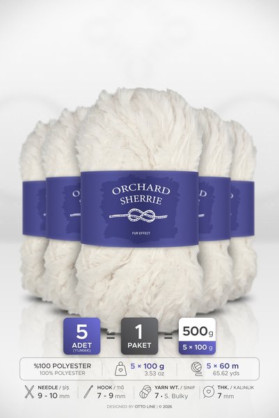 ORCHARD SHERRIE • White (4113) • Pack of 5 × 100 g/60 m • Rabbit Fur • Thick,...