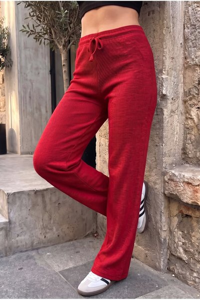 Teenage Millionaire Kadın Kırmızı Fitilli Kaşkorse İspanyol Paça Kuşgözü Deta...
