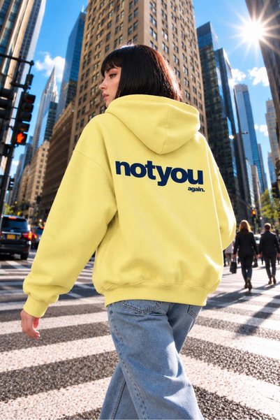 Vieoletta Tekstil Unisex Not You Again Sweatshirt Soft Sarı