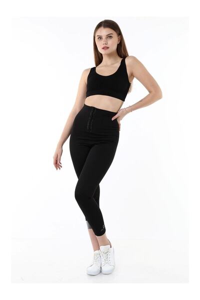 SLIM TIME SHAPER Termal Sauna Tayt Agraflı Korseli Yüksek Bel Terleme Etkili Spor Tayt