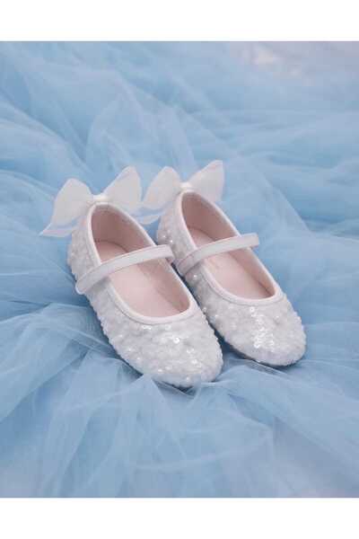 pediashoes KIZ ÇOCUK BEYAZ PULLU ARKASI FİYONKLU ORTOPEDİK KAYMAZ TABANLI ŞIK...