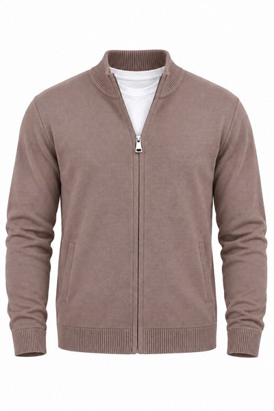 Valiberta Volare Premium Lycra Zippered Men's Knitwear Cardigan - Ash Color
