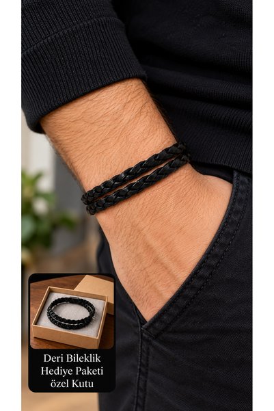 HER ŞEY NOTA www.herseynota.com Erdavis Noelqen Black Leather Men's Bracelet ...