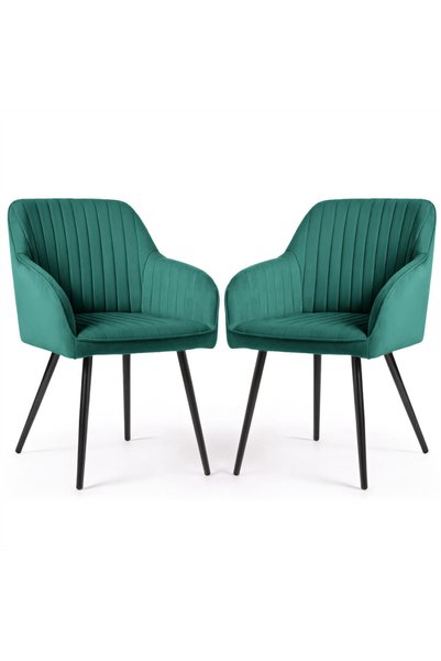 OEM Set de 2 scaune de sufragerie tapițate cu velur, model Florence, 55x58x82...