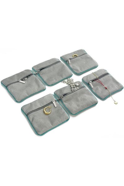 Generic Jewelry Pouch Padded Velvet with Zipper Travel Jewelry Storage Bag Je...