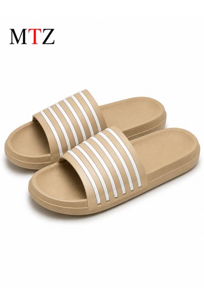 mtz Women's Striped Sandals, Slip-On Open Toe Slippers with Wide Ribbed Strap...