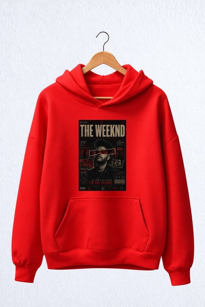 Vordevia The Weeknd Printed Premium Oversize Hooded 3-Yarn Cotton Sweatshirt