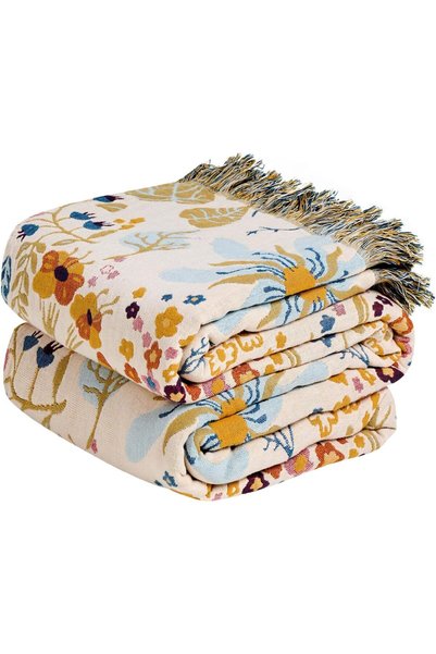 Generic Boho Throw Blanket 60"x80" Twin 100% Cotton Floral Blanket for Bed