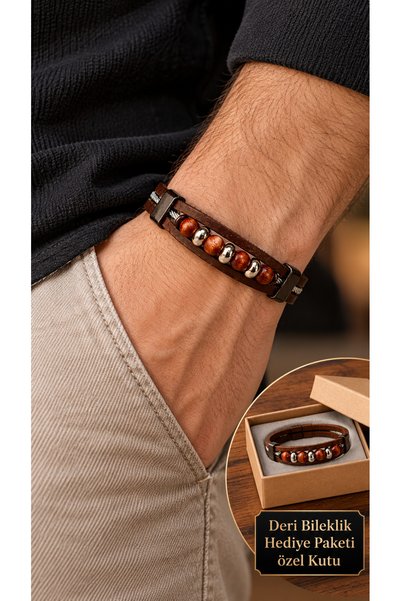 HER ŞEY NOTA www.herseynota.com Rovenil Dorassa Brown Leather Men's Bracelet ...