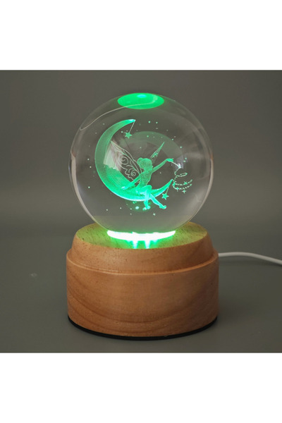 Sense Aroma Вълшебна въртяща се 3D кристална глобусна лампа с дървена основа ...