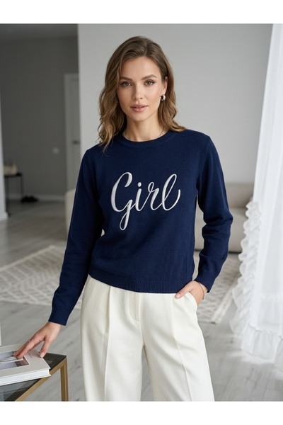 modayaselam Descriere detaliată a puloverului din tricot cu guler decorativ