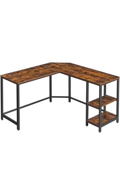 OEM Birou de colt in forma de L, cu 2 rafturi de depozitare, 138x138x75 cm, i...