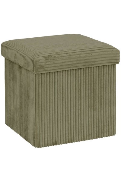 OEM Taburet pliabil Arum din material tip catifea raiat, 38x38x38 cm, verde kaki