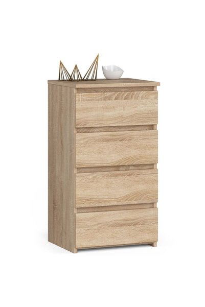 OEM Comodă cu 4 sertare, PAL laminat de 16 mm, 40x35x74 cm, stejar sonoma