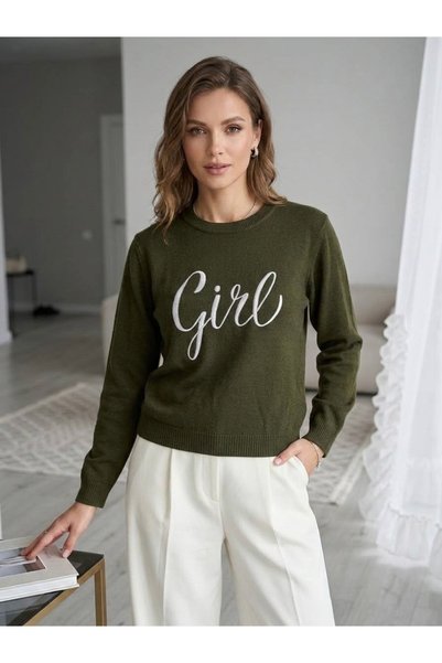 modayaselam Descriere detaliată a puloverului din tricot cu guler decorativ