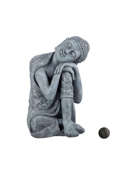 Relaxdays Statuetă cu Buddha cu capul înclinat, 60 cm