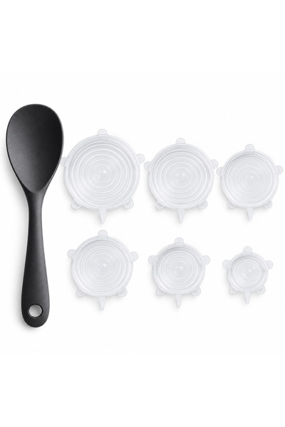 Busstier Rice Break – Silicone Rice Spoon and Silicone Lid Set