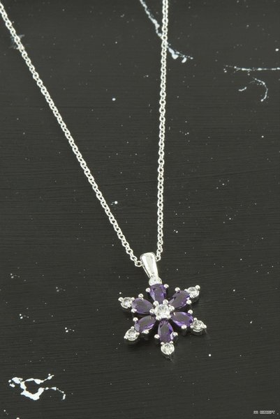 ZERO LAND CONCEPTA Lotus Zircon Stone Necklace (224059) Purple
