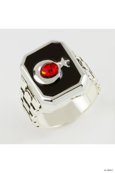 ZERO LAND CONCEPTA Metal Men's Ring with Crescent and Star Design, Silver (22...