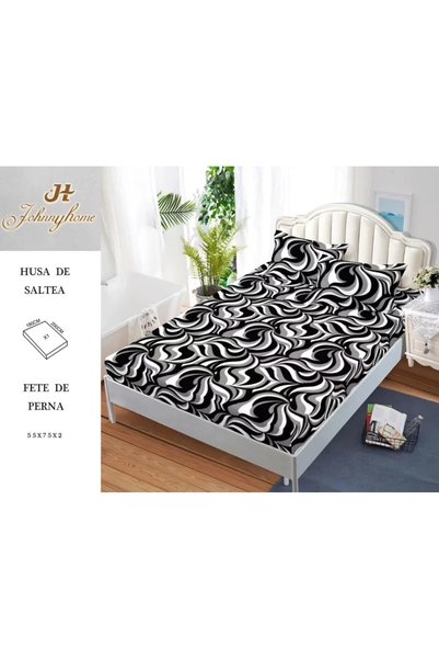 Pucioasa Cearșaf din material Finet cu elastic + 2 fațe de pernă 180x200, alb...