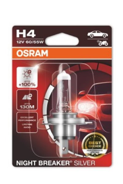 Osram BEC 12V H4 60/55 W NIGHT BREAKER ΑΣΗΜΙ +100% BLISTER 1 BUC