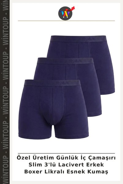 Wintoup Custom-Made Daily Underwear Slim 3-Pack Navy Blue Men's Boxers with S...