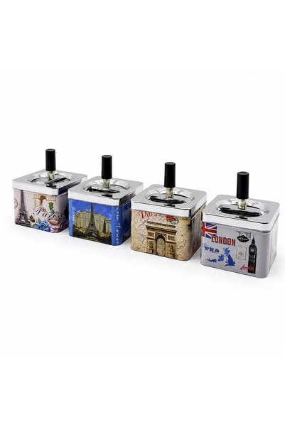 Efnaz style 12 Adet Ashtray Kare - Basmalı Metal Küllük
