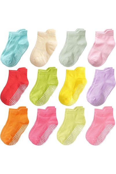 Generic Non Slip Toddler Socks 12 Pairs Infant Baby Kids Grip Socks for Boy G...