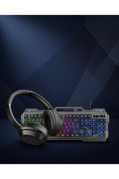 teknodayım Işıklı Klavye Mouse Seti + Bluetooth 5.2 Kulaklık Oyuncu Paketi
