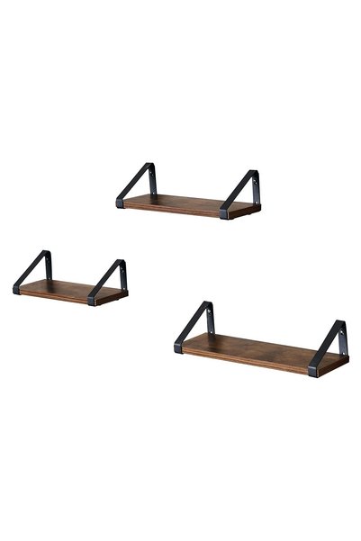 Oskar Set de rafturi de perete LWS33BX, maro rustic și negru