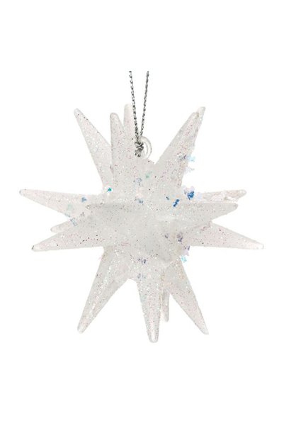 SHOPIENS Ornament Brad Craciun Fulg 3D Alb Glitter Irizat 9cm Shopiens®