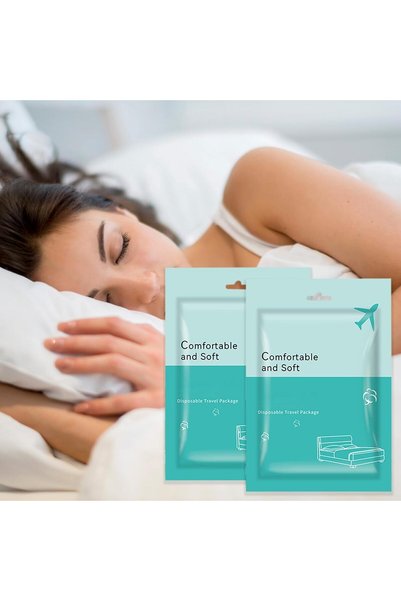 Generic طقم أغطية سرير للسفر يمكن التخلص منه مكون من 4 قطع، ملاءات سرير يمكن ...